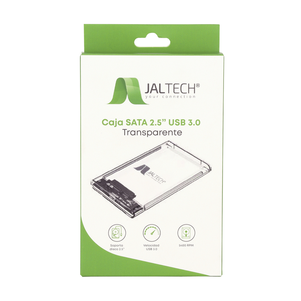 Caja SATA 2.5" USB 3.0 Transparente Para Discos SSD/HDD - COD. 11288