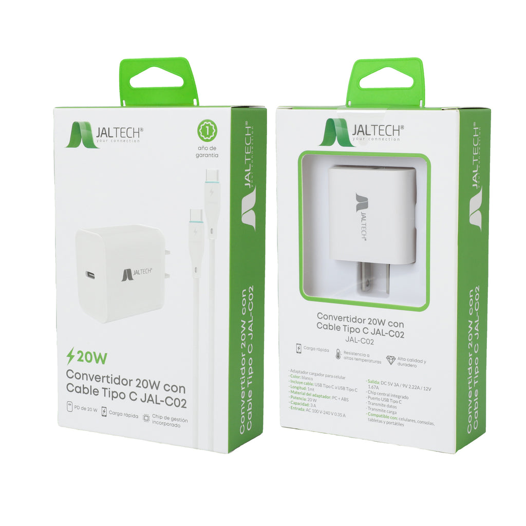 Cargador 20W PD con Cable Tipo C – JAL‑T46 COD. 30635