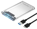 Caja SATA 2.5" USB 3.0 Transparente Para Discos SSD/HDD - COD. 11288
