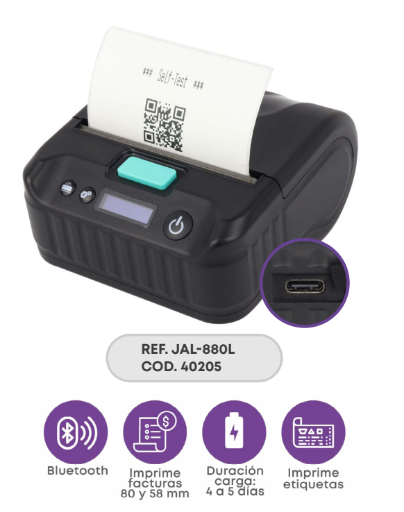 Impresora Móvil Bluetooth 3 en 1 58/80mm Térmica Portátil - JAL-880L COD. 40205