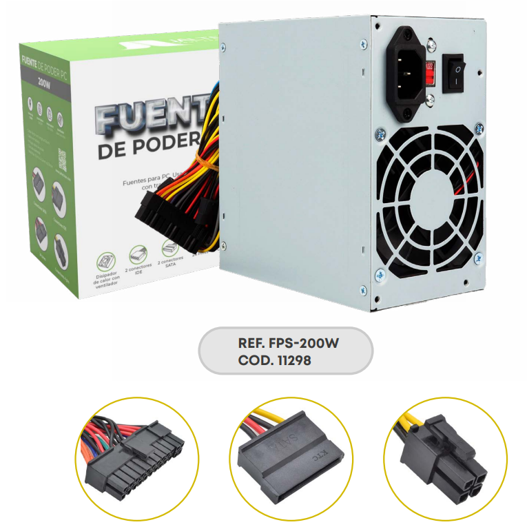 Fuente de Poder para PC 200W – FPS‑200W (50 cm) COD. 11298