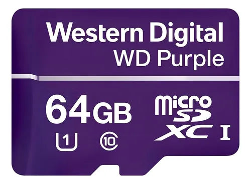 WDD064G1P0C MICROSD WD PURPLE CLASE 10 64GB PARA VIDEOVIGILANCIA